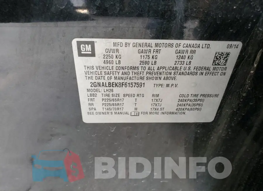 2GNALBEK8F6157591 Photo# 12