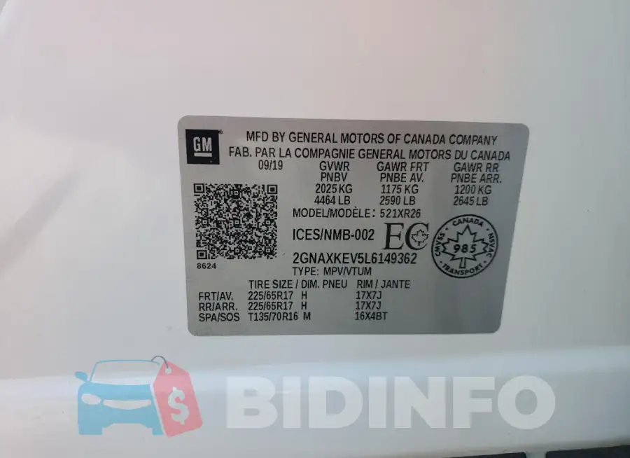 2GNAXKEV5L6149362 Photo# 14