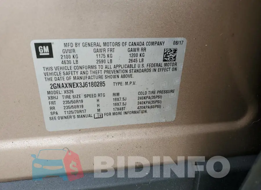 2GNAXNEX3J6180285 Photo# 12