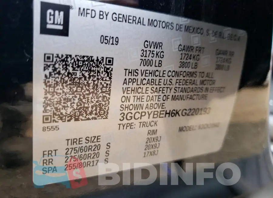 3GCPYBEH6KG220193 Photo# 12