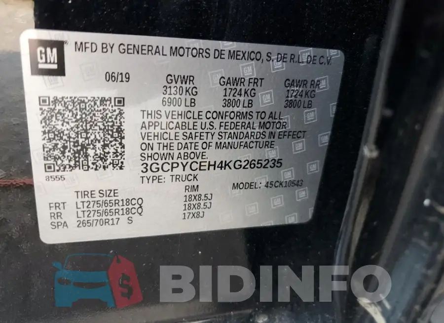 3GCPYCEH4KG265235 Photo# 12