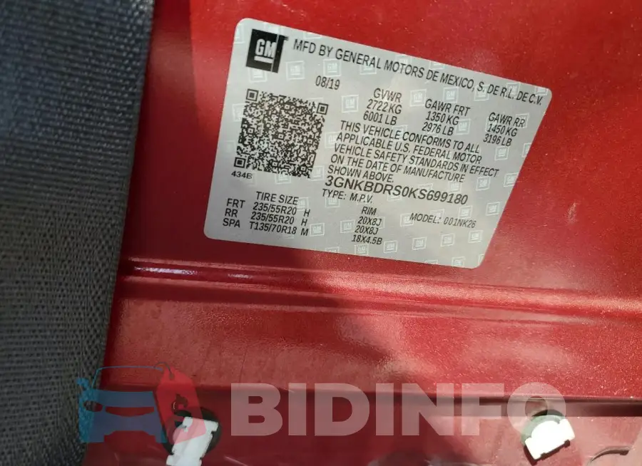 3GNKBDRS0KS699180 Photo# 14