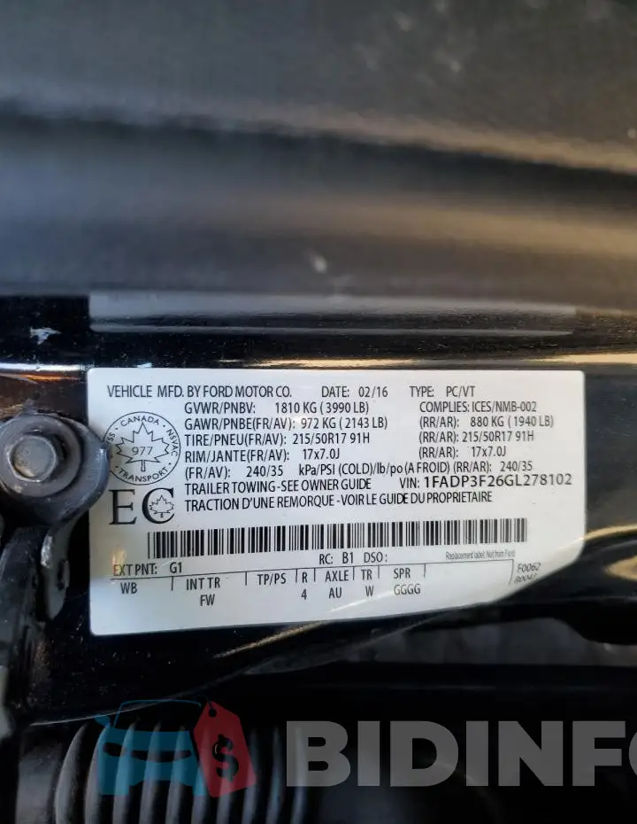 1FADP3F26GL278102 Photo# 13