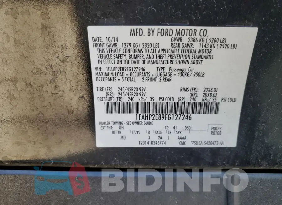 1FAHP2E89FG127246 Photo# 12