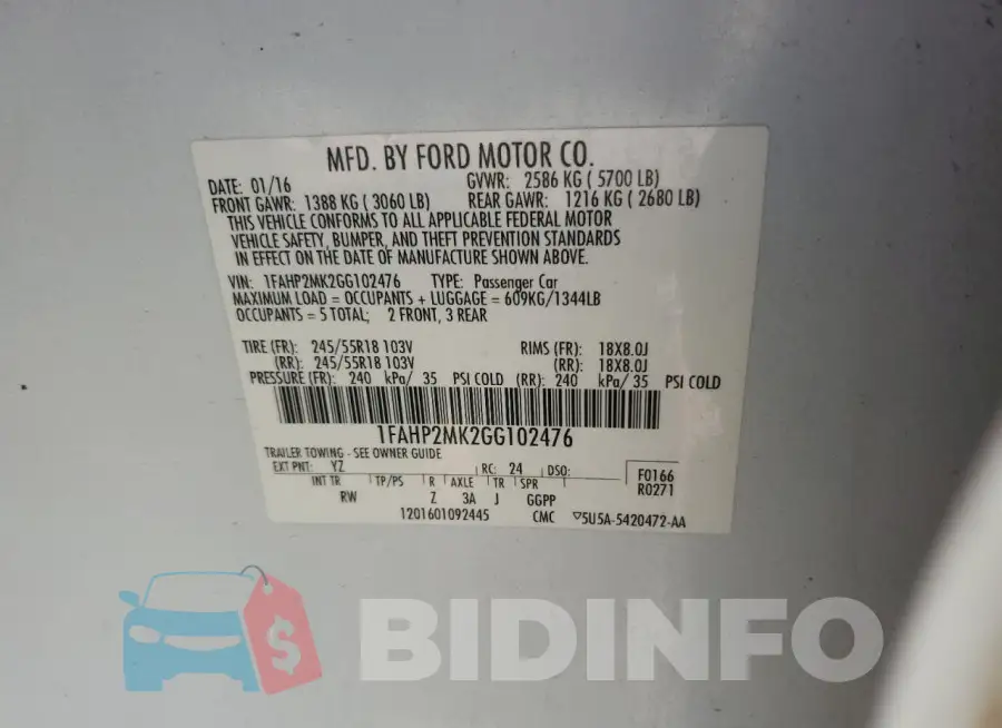 1FAHP2MK2GG102476 Photo# 12