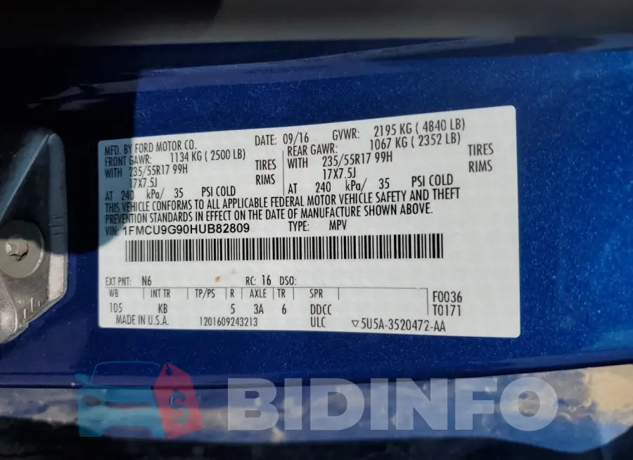 1FMCU9G90HUB82809 Photo# 12