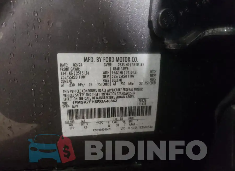 1FMSK7FH6RGA46862 Photo# 14