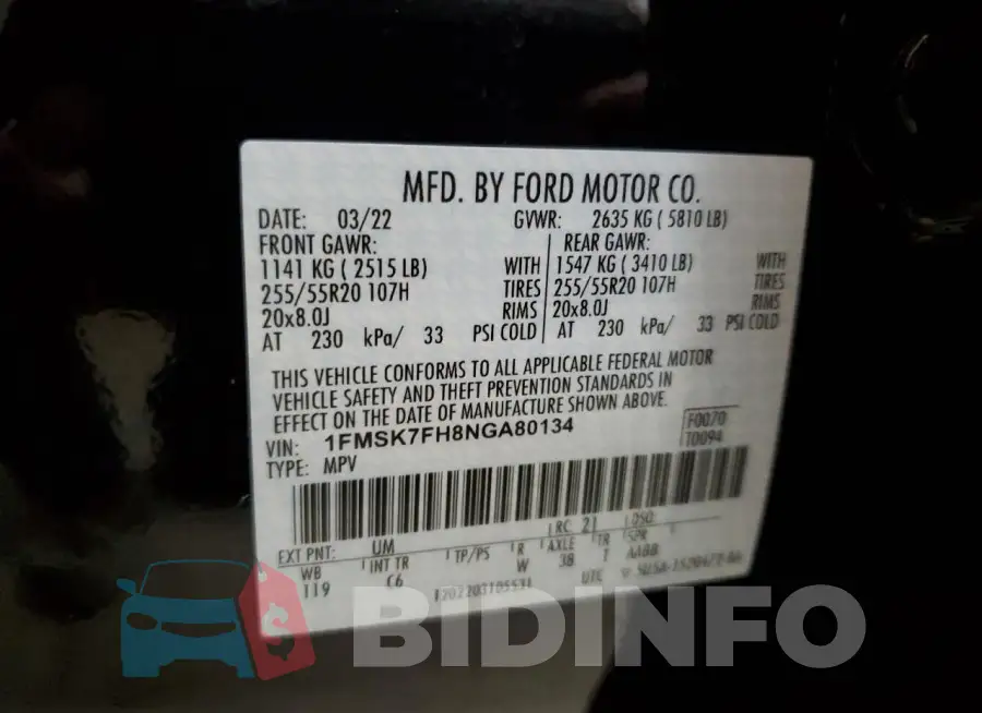 1FMSK7FH8NGA80134 Photo# 14