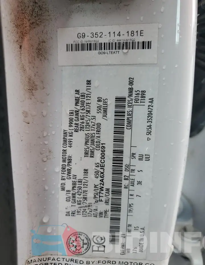 1FT7W2A6XJEC00691 Photo# 12