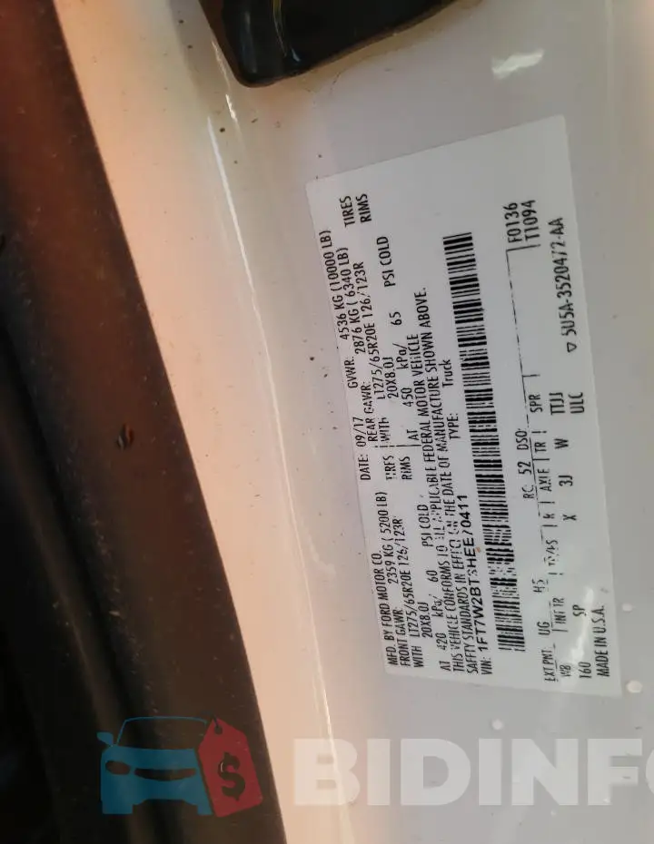 1FT7W2BT3HEE70411 Photo# 12