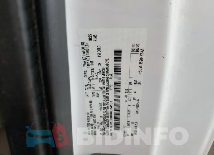 1FTEX1C80HKD34103 Photo# 12