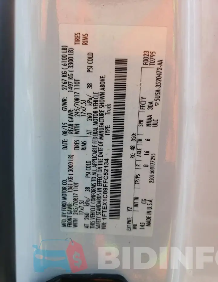 1FTEX1C89FFC52134 Photo# 12