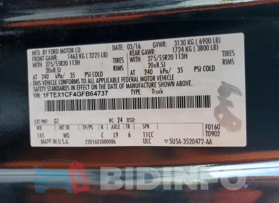 1FTEX1CF4GFB64737 Photo# 12