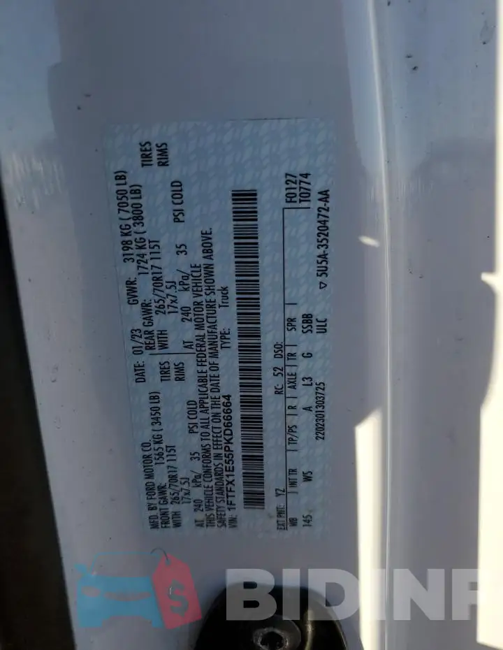 1FTFX1E55PKD66664 Photo# 12