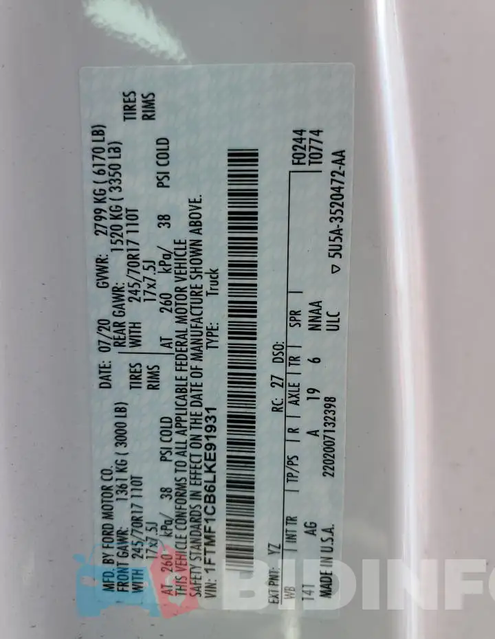 1FTMF1CB6LKE91931 Photo# 12
