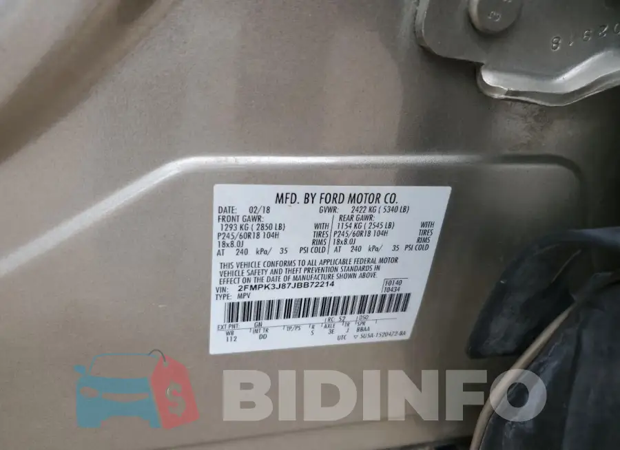 2FMPK3J87JBB72214 Photo# 13