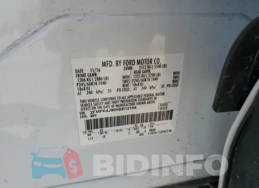 2FMPK4J90HBB12154 Photo# 12