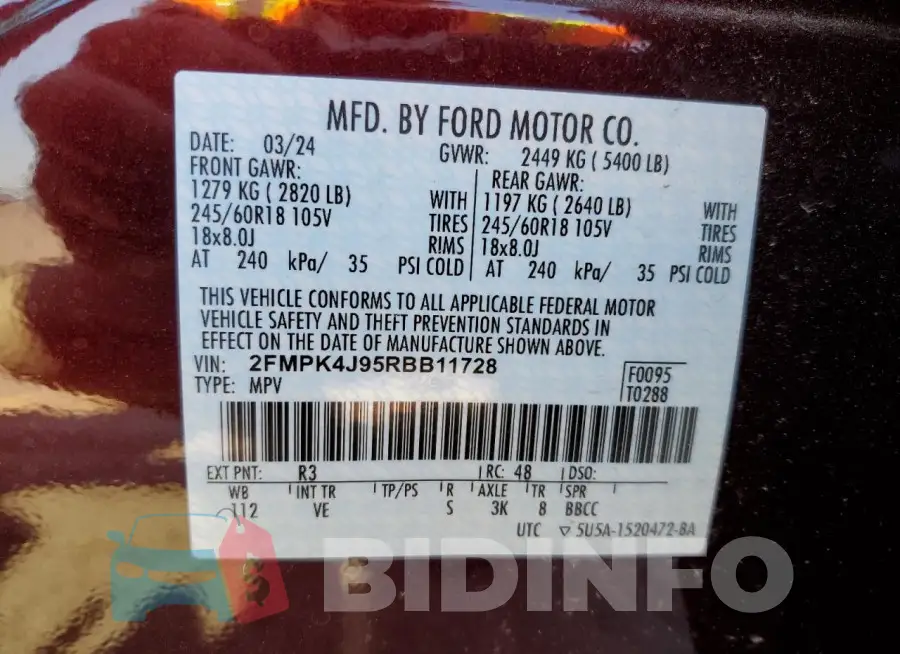 2FMPK4J95RBB11728 Photo# 13