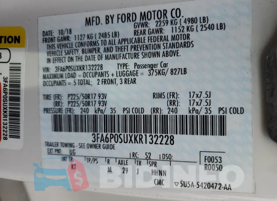 3FA6P0SUXKR132228 Photo# 12
