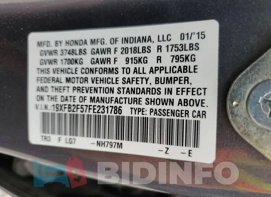 19XFB2F57FE231786 Photo# 12