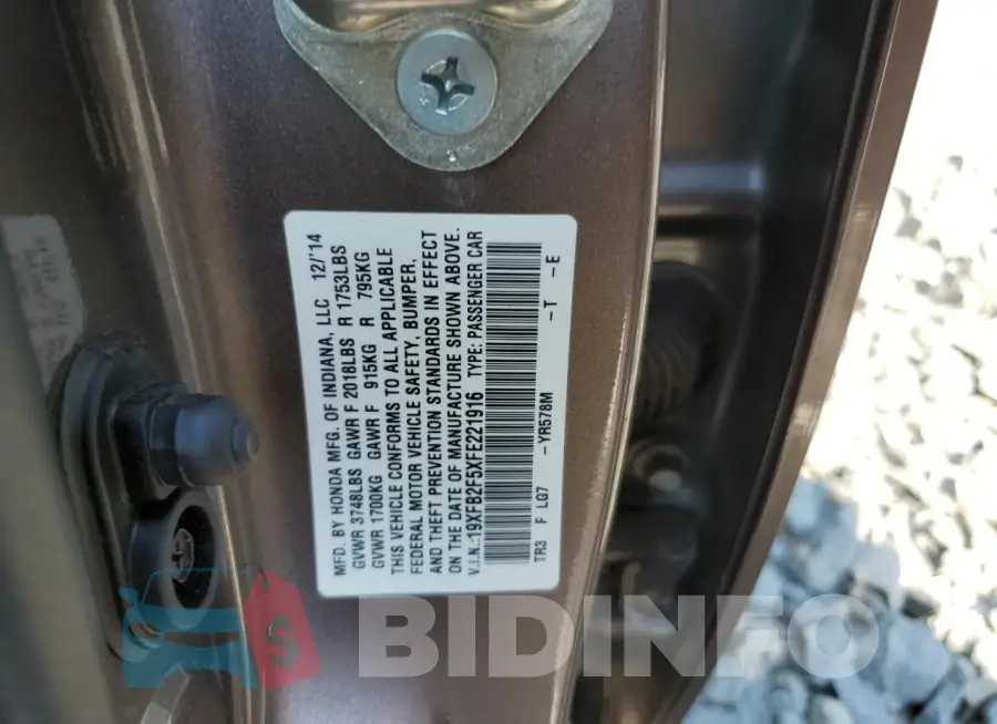19XFB2F5XFE221916 Photo# 13