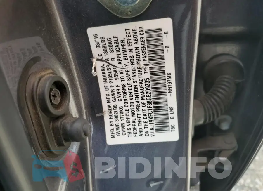19XFC1F38GE209335 Photo# 13