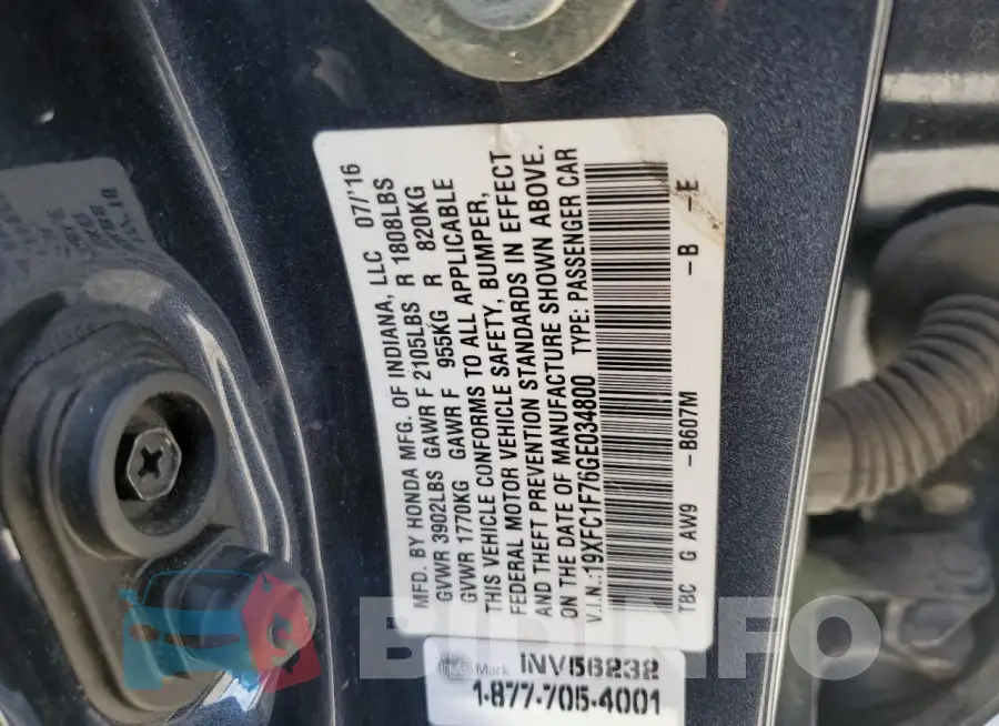 19XFC1F76GE034800 Photo# 12
