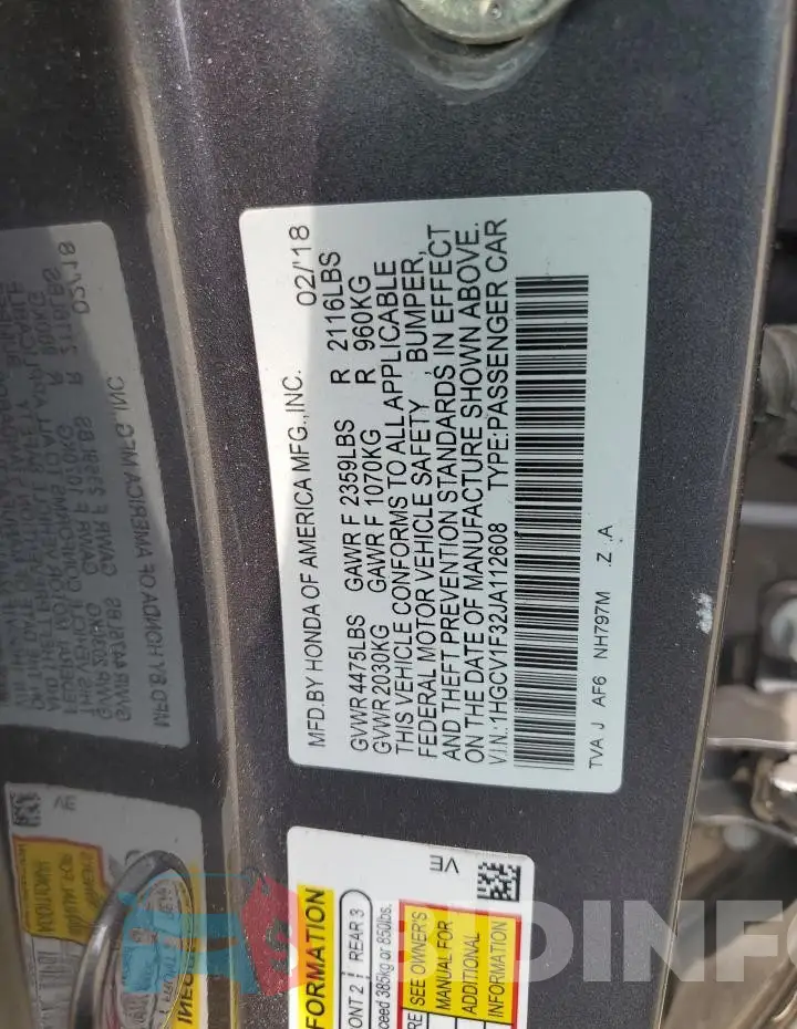 1HGCV1F32JA112608 Photo# 13
