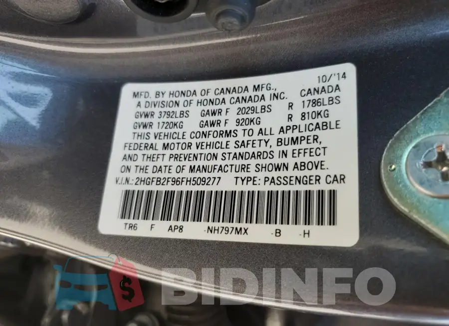 2HGFB2F96FH509277 Photo# 12
