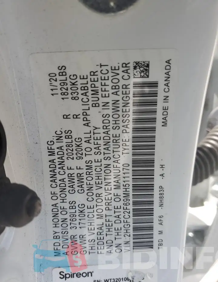 2HGFC2F69MH511170 Photo# 12