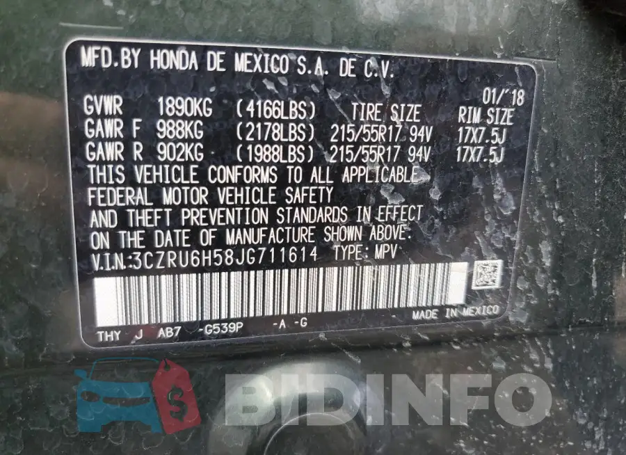 3CZRU6H58JG711614 Photo# 12