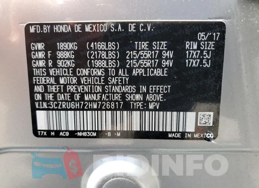 3CZRU6H72HM726817 Photo# 13