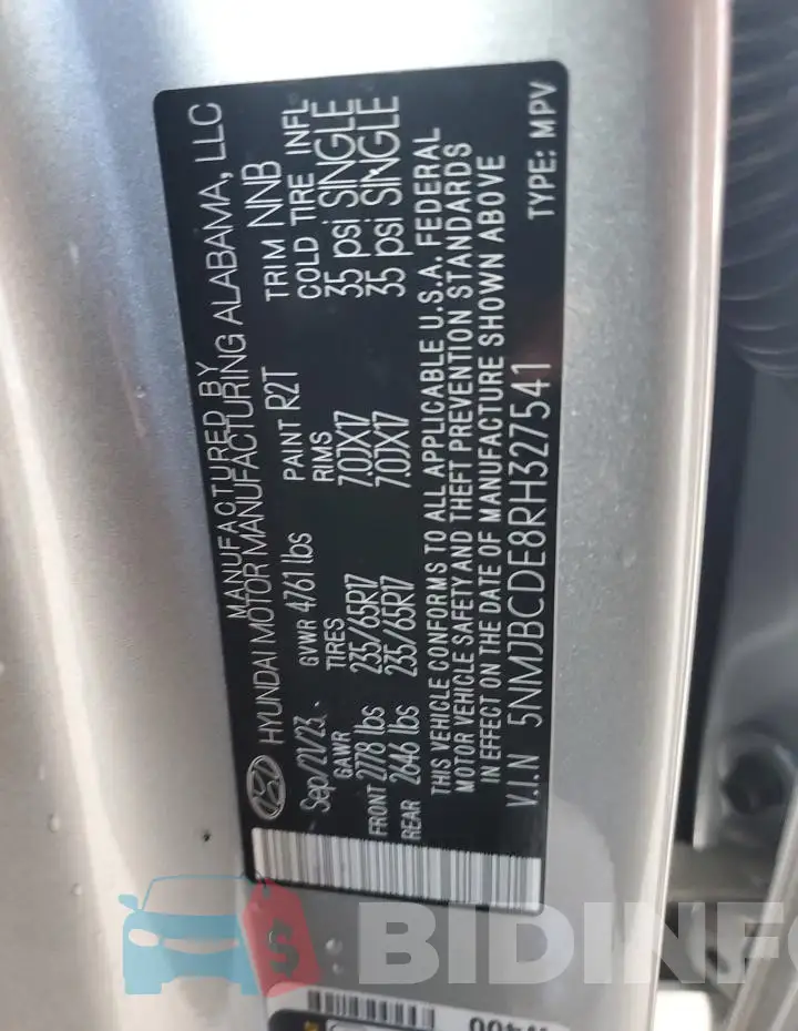 5NMJBCDE8RH327541 Photo# 12