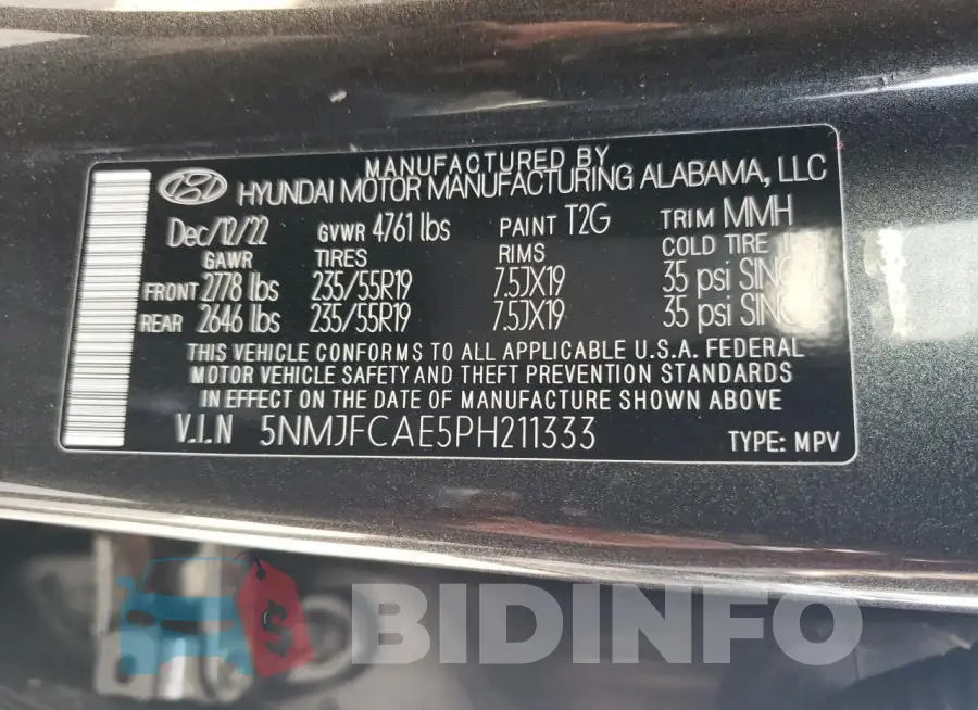 5NMJFCAE5PH211333 Photo# 13