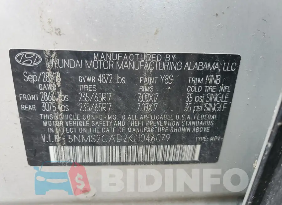 5NMS2CAD2KH046079 Photo# 13