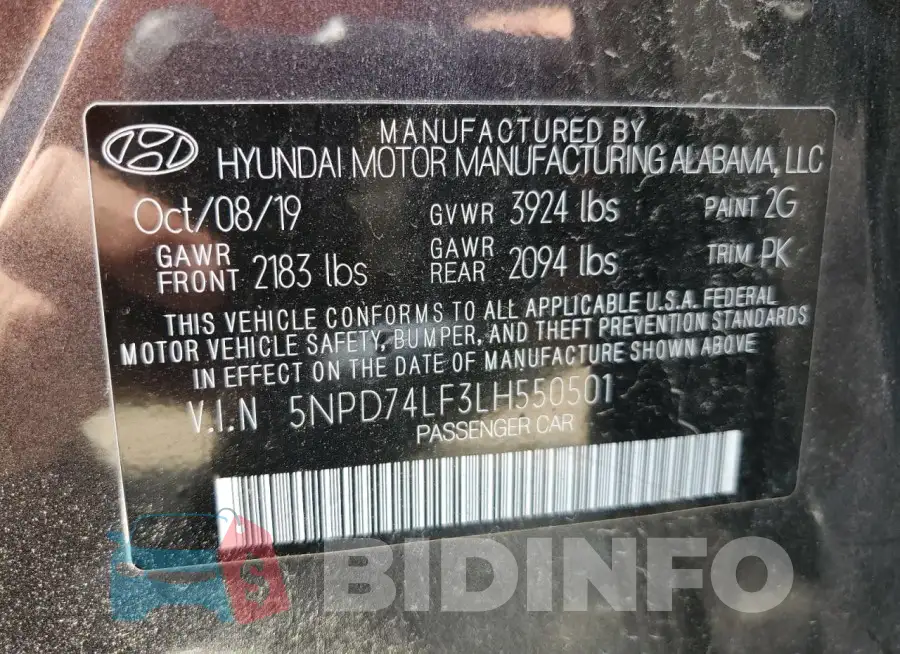 5NPD74LF3LH550501 Photo# 12
