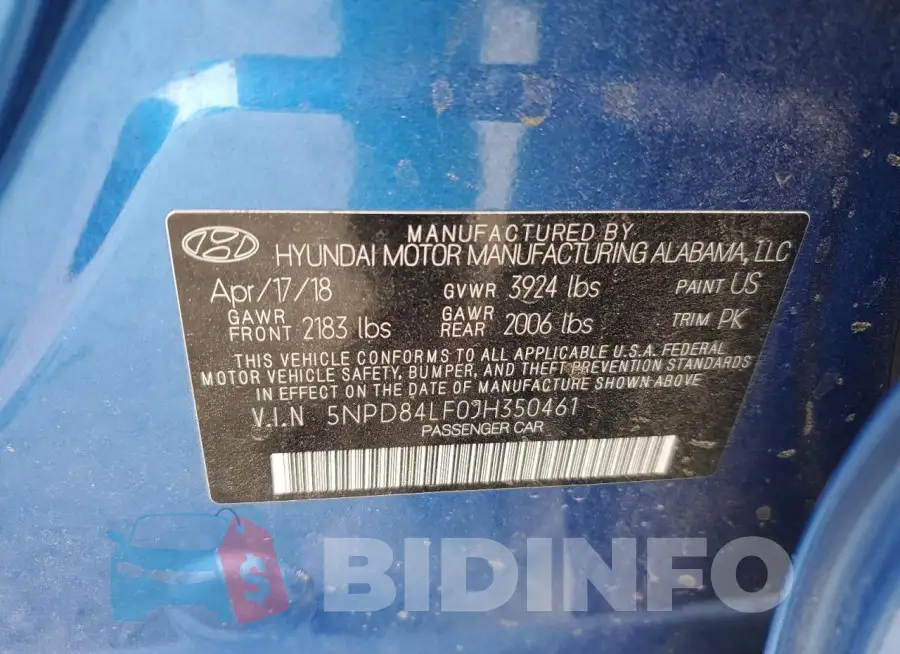 5NPD84LF0JH350461 Photo# 12