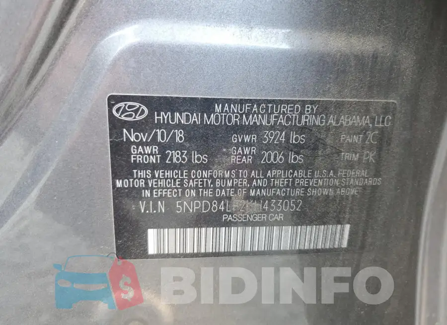 5NPD84LF2KH433052 Photo# 12