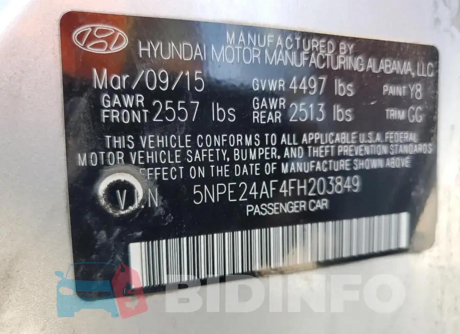 5NPE24AF4FH203849 Photo# 12