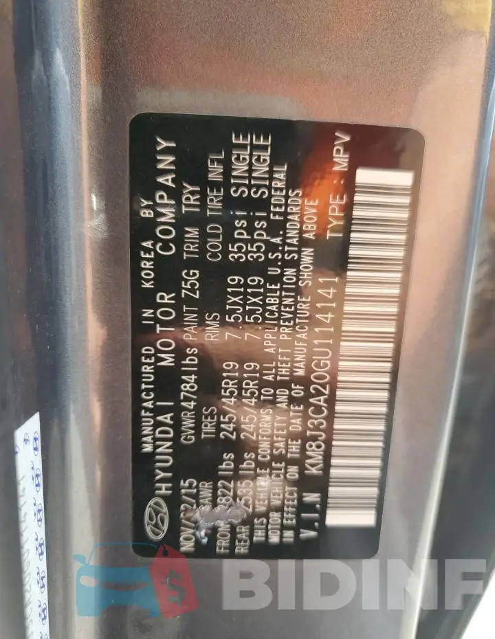 KM8J3CA20GU114141 Photo# 12