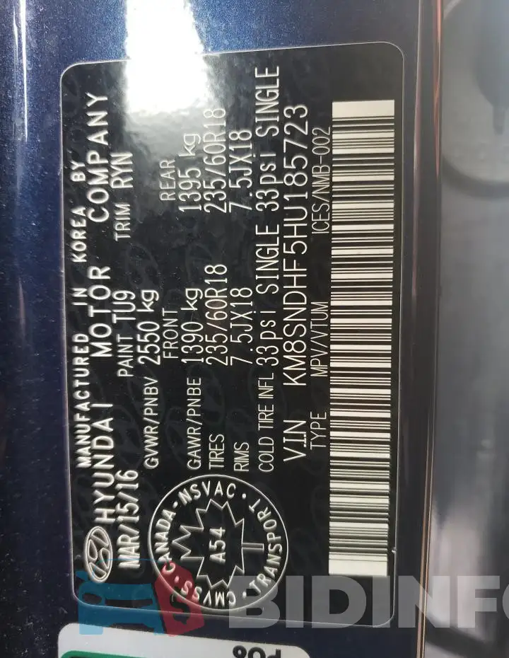 KM8SNDHF5HU185723 Photo# 14