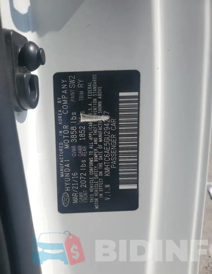 KMHTC6AE5GU294267 Photo# 13