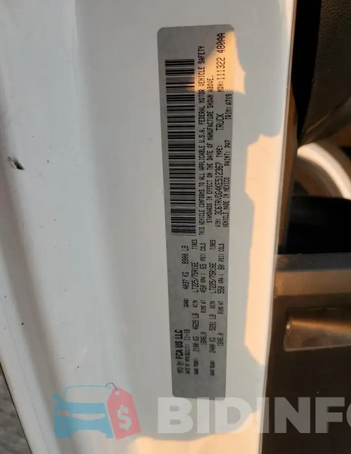 3C6TRVDG4KE512367 Photo# 14