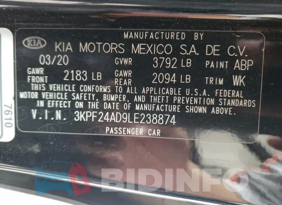 3KPF24AD9LE238874 Photo# 13