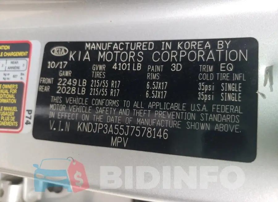 KNDJP3A55J7578146 Photo# 12