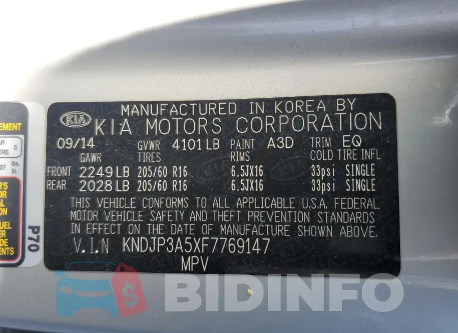 KNDJP3A5XF7769147 Photo# 12