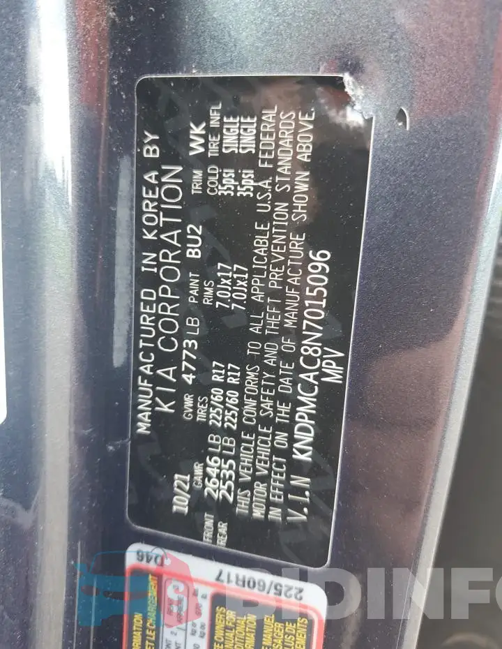 KNDPMCAC8N7015096 Photo# 13