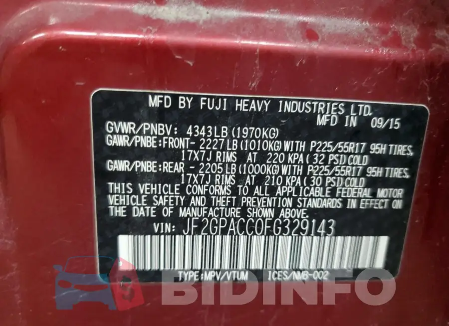 JF2GPACC0FG329143 Photo# 13