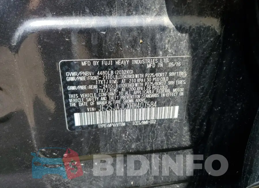JF2SJAJCXHH407584 Photo# 13