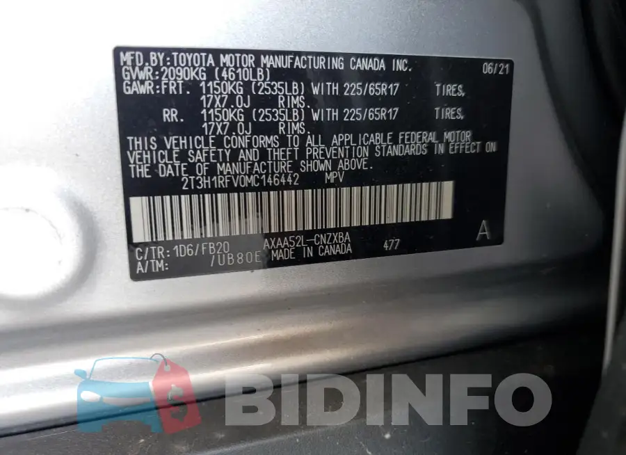 2T3H1RFV0MC146442 Photo# 12